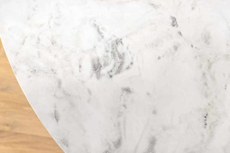 Table à manger ronde ELEGANCIA 100 cm en laiton, marbre blanc et fer avec base pilier