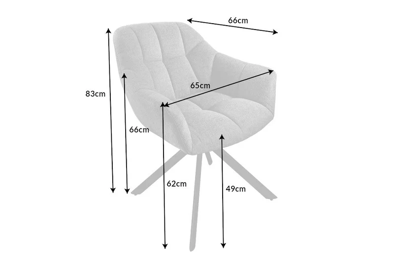 Lot de 2x chaises pivotante PAPILLON en bouclé blanc avec accoudoirs, structure en métal noir