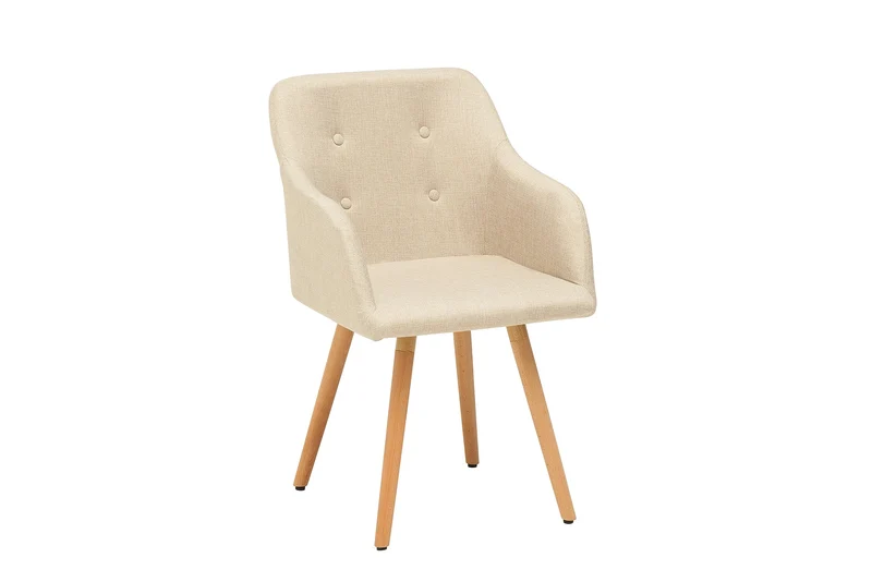 Lot de 2x chaises design rétro SCANDINAVIA MEISTERSTÜCK beige avec accoudoir