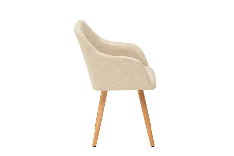 Lot de 2x chaises design rétro SCANDINAVIA MEISTERSTÜCK beige avec accoudoir