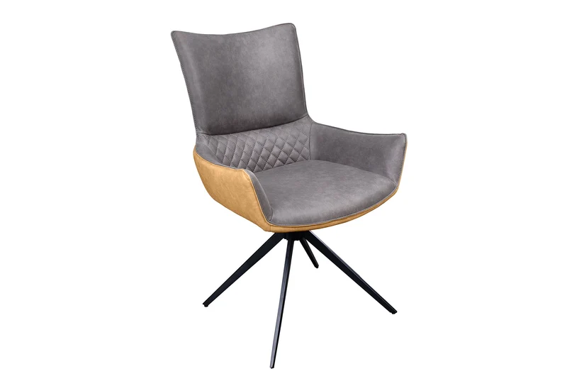 Lot de 2x chaises design pivotante ALPINE gris marron noir pieds métal accoudoirs