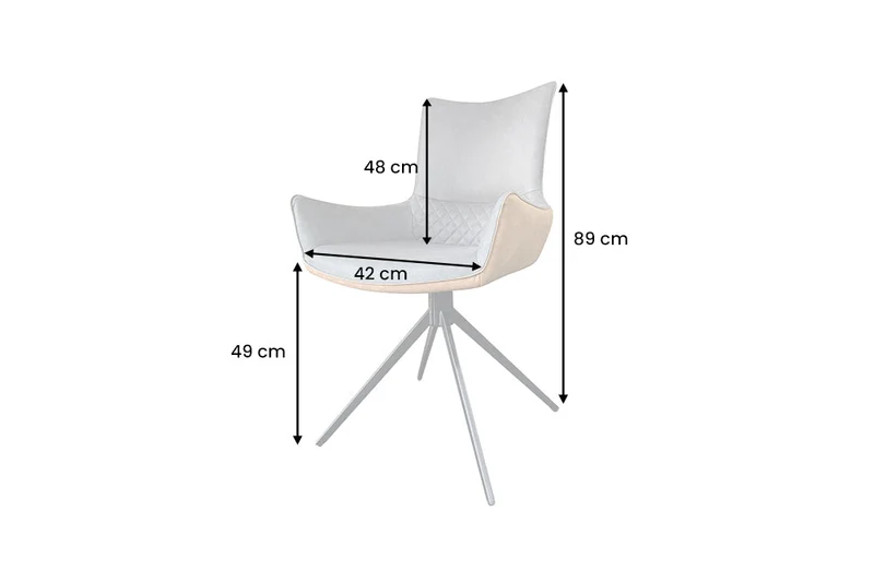 Lot de 2x chaises design pivotante ALPINE gris marron noir pieds métal accoudoirs