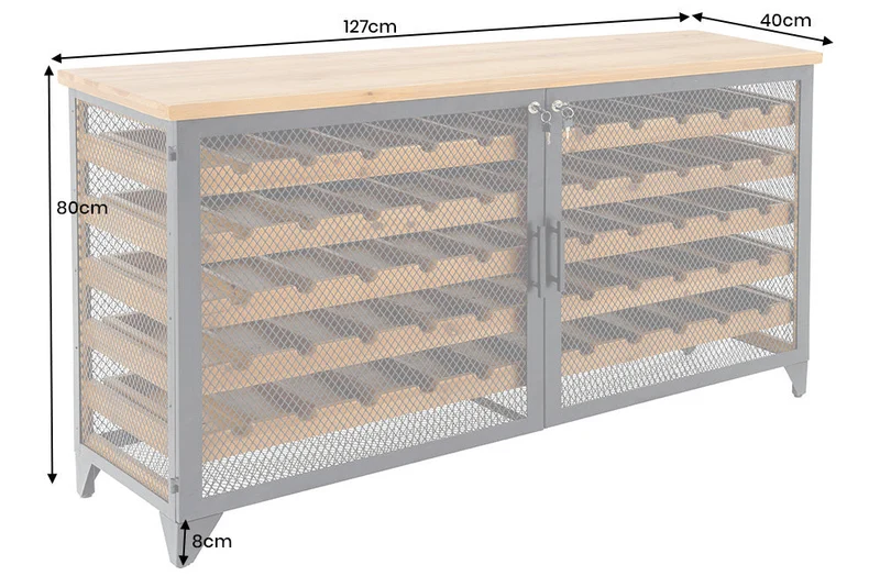 Planche à vin design BODEGA 130cm casier à bouteilles en métal et bois de sapin noir naturel