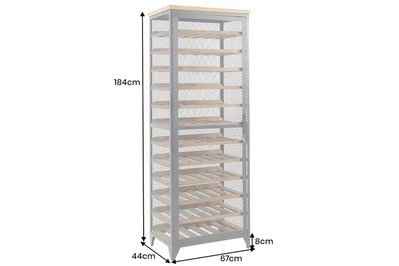 Cave à vin design BODEGA 185cm casier à bouteilles en métal bois de sapin noir naturel