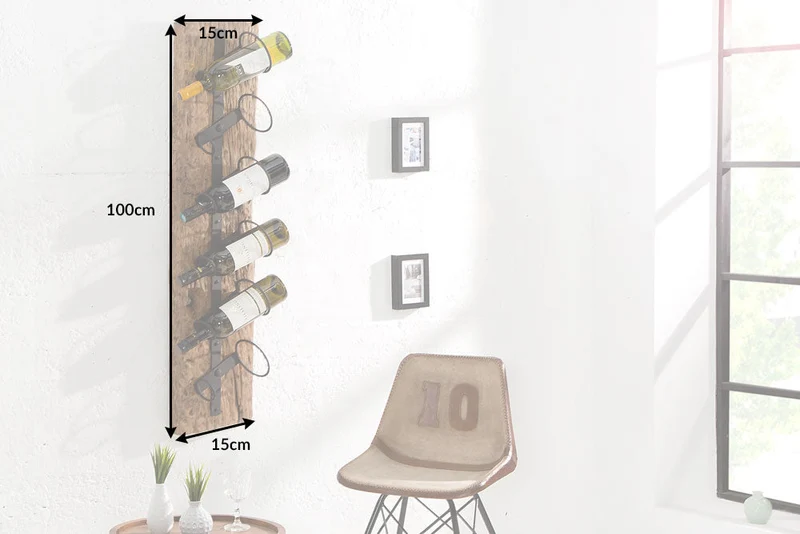 Casier à vin mural massif BARRACUDA 100cm porte bouteille en teck naturel