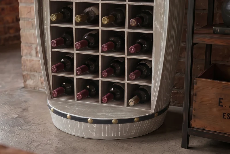 Casier à vin Shabby Chic BODEGA Tonneau à vin en pin naturel 100cm pour 24 bouteilles