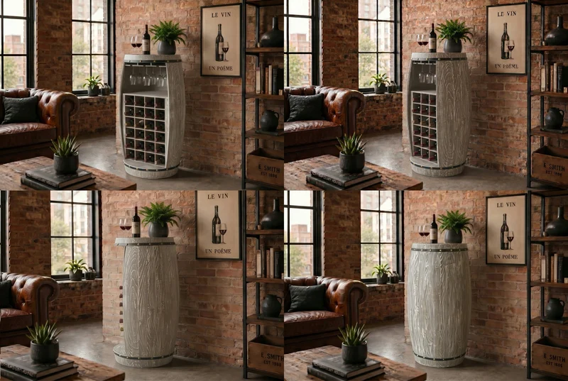 Casier à vin Shabby Chic BODEGA Tonneau à vin en pin naturel 100cm pour 24 bouteilles