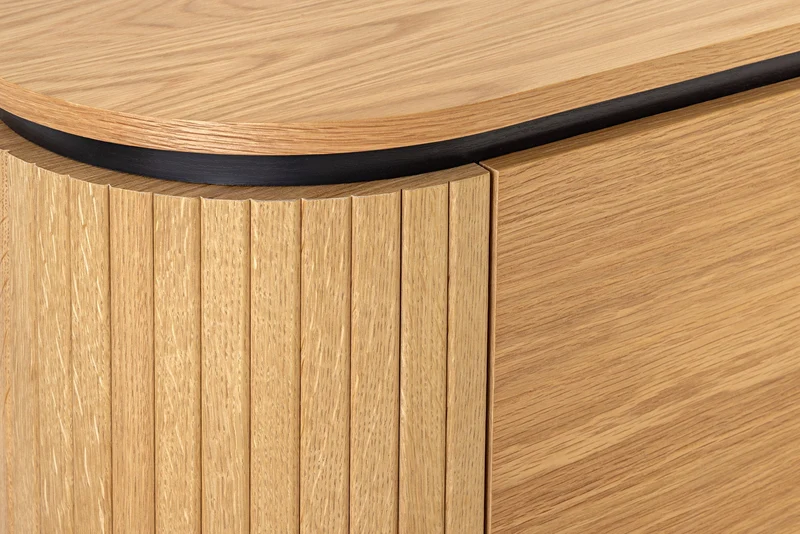 Meuble TV moderne ATELIER 120cm chêne naturel meuble bas en métal noir