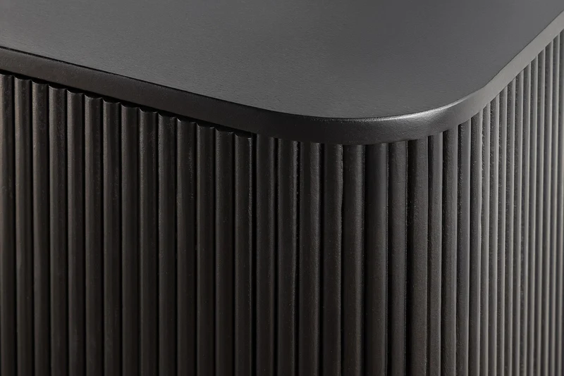 Meuble TV massif GATSBY 160cm meuble bas rétro en manguier noir doré