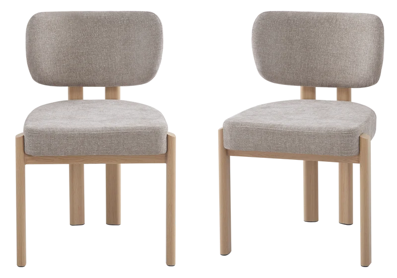 Chaise salle à manger velours taupe bois - Inaya x4