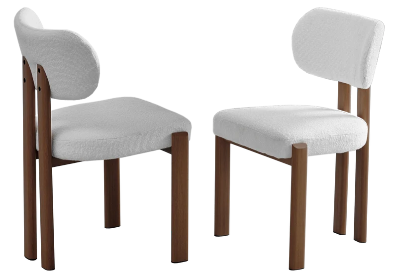 Chaise salle à manger bouclée et noyer - Inaya x4