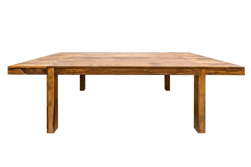 Table à manger en bois massif PURE 160-240cm finition pierre de Sheesham marron avec rallonges