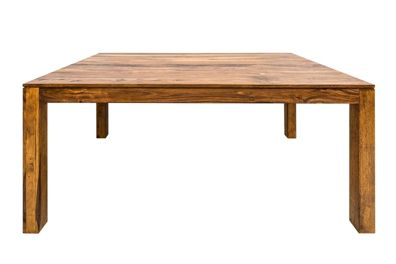 Table à manger en bois massif PURE 160-240cm finition pierre de Sheesham marron avec rallonges