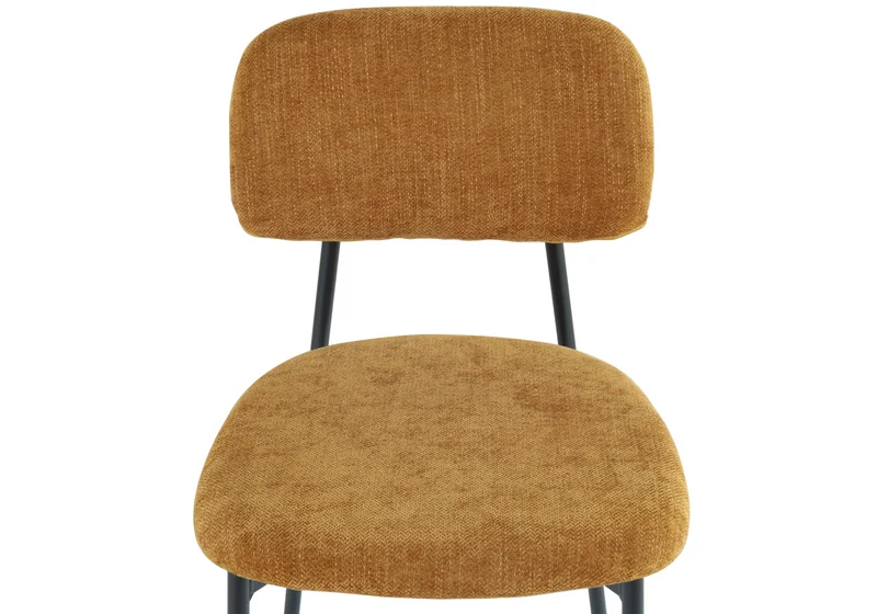 Chaise salle à manger tissu moutarde pieds noirs - Vika x4