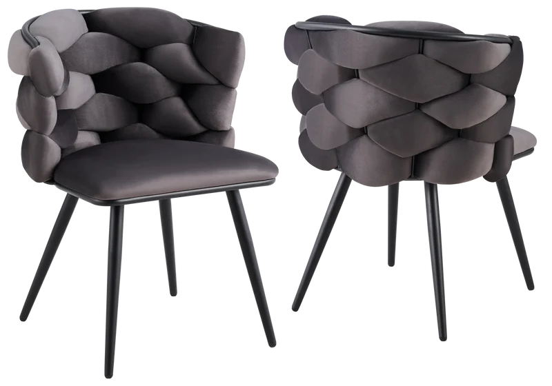 Chaise de table velours anthracite pieds noirs - Cloud x2