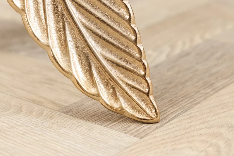 Table d’appoint extravagante FEATHER 65cm plateau en verre doré fait main ronde