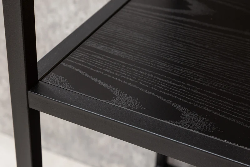 Bibliothèque industrielle SLIM LINE 185x114cm frêne noir six étagères