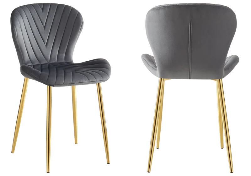 Chaise velours anthracite pieds dorés - Syra x4