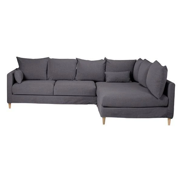 Canapé d'angle tissu recyclé anthracite - Angle droite