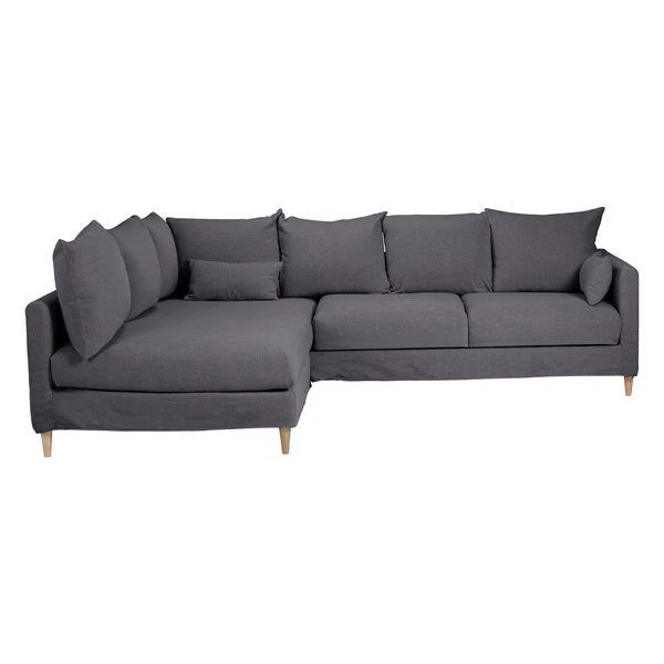 Canapé d'angle tissu recyclé anthracite - Angle gauche