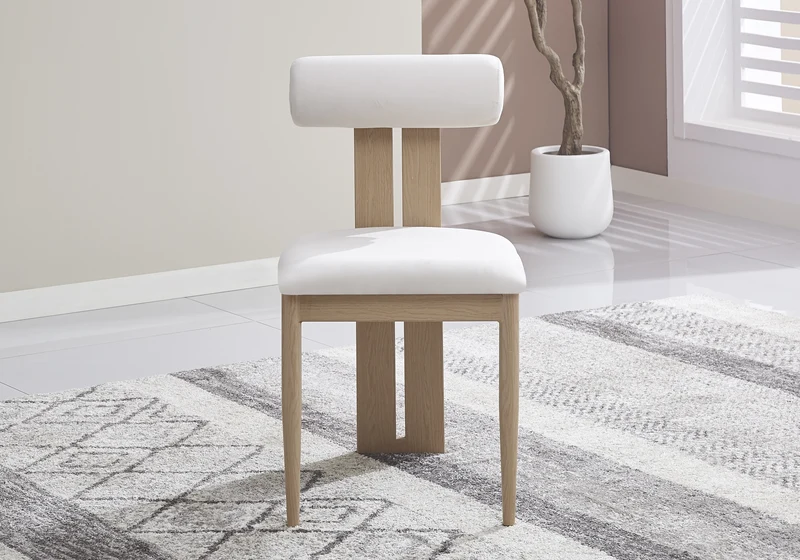 Chaise en velours beige et pieds bois naturel - Koto x2