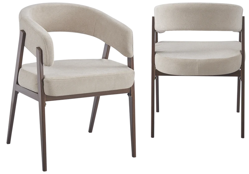 Fauteuil de table texturé beige noyer - Oslo x4