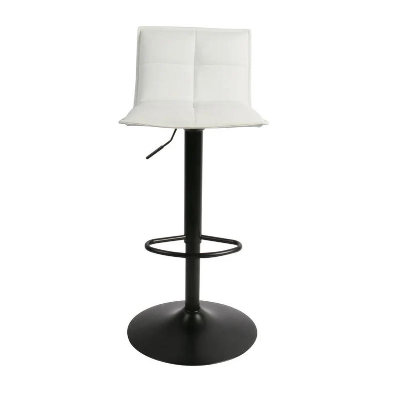 Chaise snack PU blanc et pied piston noir