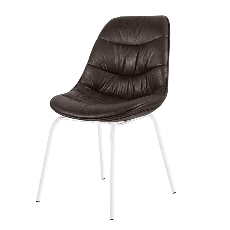 Chaise marron pied métal blanc