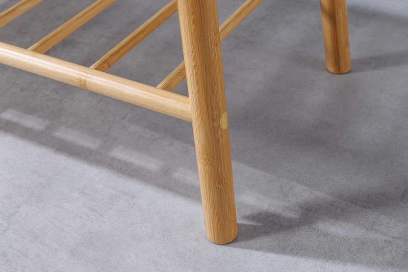 Banc à chaussures élégant ZEN-BO Banc étagère en bambou beige naturel 90 cm avec espace de rangement