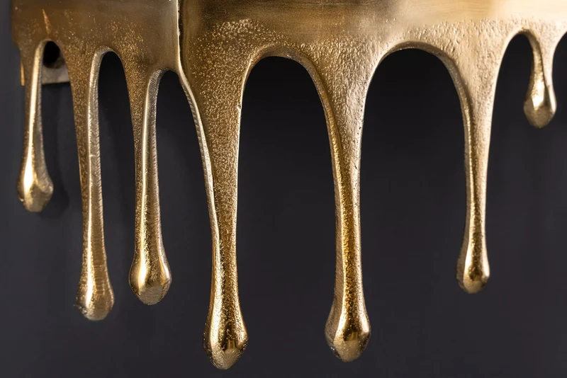 Handgefertigtes Wandregal LIQUID LINE 60cm gold antik Metall Tropfen-Design