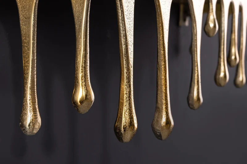 Handgefertigtes Wandregal LIQUID LINE 60cm gold antik Metall Tropfen-Design