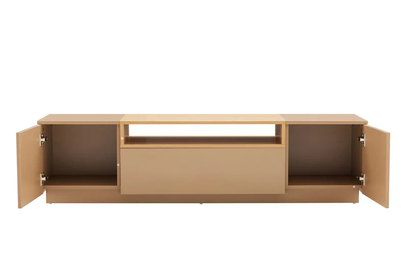 Meuble TV moderne LOFT 160cm gris naturel beige grège trois compartiments tiroir