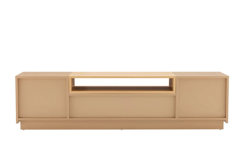 Meuble TV moderne LOFT 160cm gris naturel beige grège trois compartiments tiroir