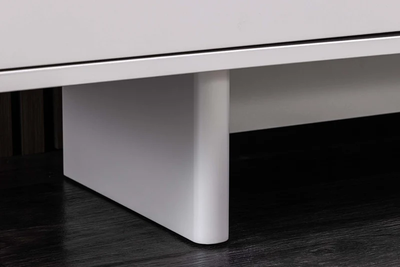 Buffet design SAVOY 180cm céramique marbre blanc cachemire avec rangements et façade 3D