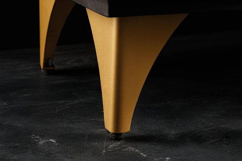 Buffet artisanal GOLDEN SUNSET 140cm noir avec sculptures 3D pieds en métal bois de manguier doré