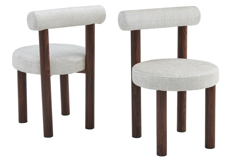 Chaise salle à manger noyer et beige chiné - Sola x4
