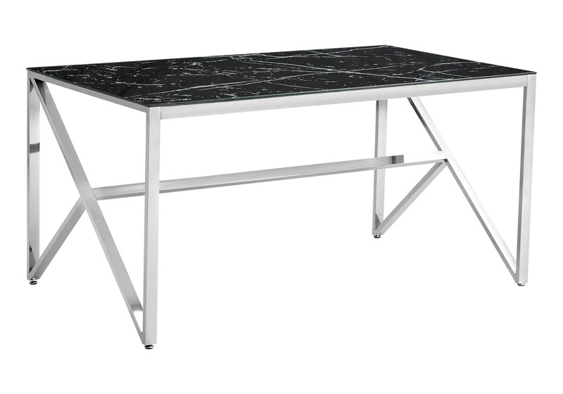 Table à manger argentée marbre noir - Jessy