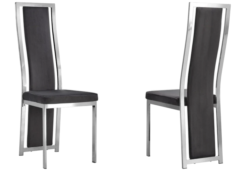 Chaise argentée velours gris design - Dia x6