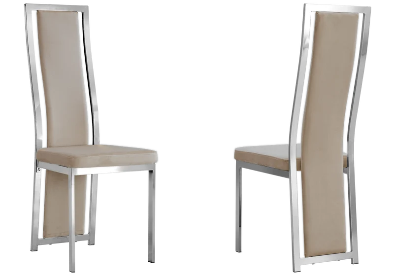 Chaise argentée velours taupe design - Dia x6
