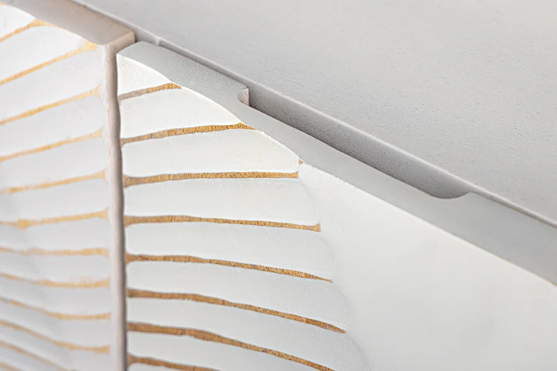 Buffet artisanal GOLDEN SUNSET 180cm pieds métal bois de manguier or blanc