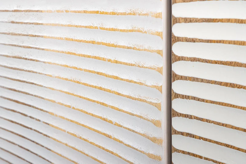Buffet artisanal GOLDEN SUNSET 180cm pieds métal bois de manguier or blanc