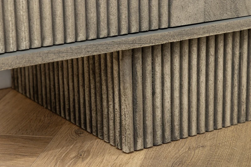 Buffet design ART DECO 170cm gris fumé en manguier massif façade 3D