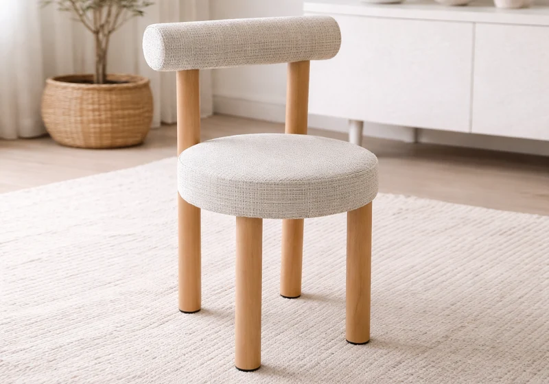 Chaise salle à manger bois et beige chiné - Sola x4