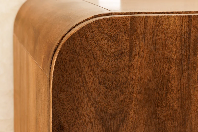 Buffet bas carré BRASIL 75cm meuble deux compartiments en bois massif de manguier marron