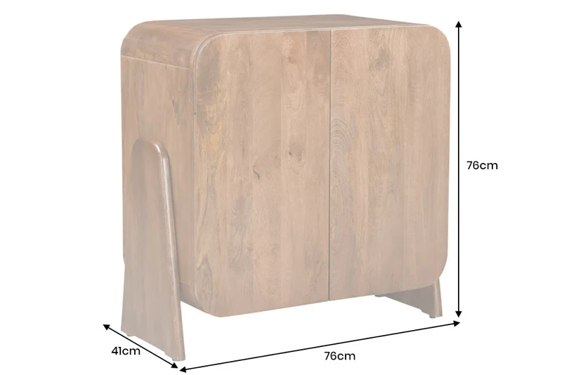 Buffet bas carré BRASIL 75cm meuble deux compartiments en bois massif de manguier marron