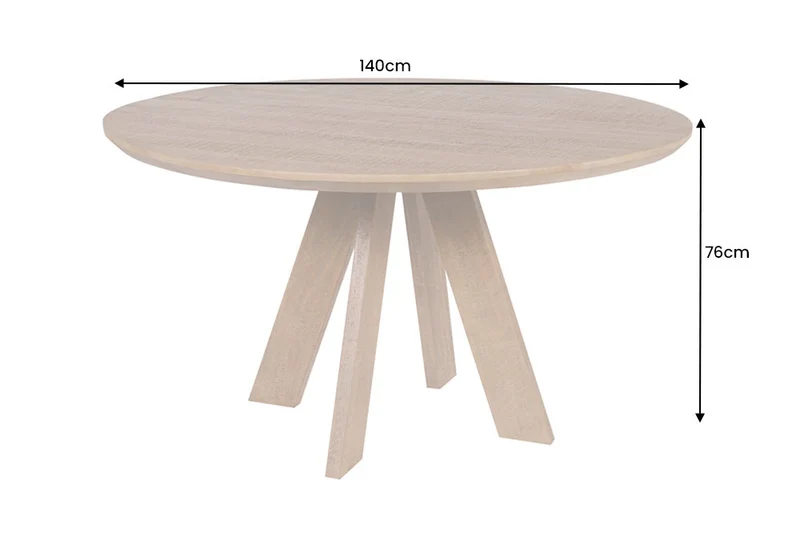 Table à manger ronde ART WOOD 140cm en manguier massif marron