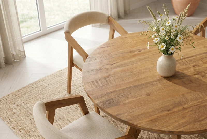 Table à manger ronde ART WOOD 120cm en manguier massif marron