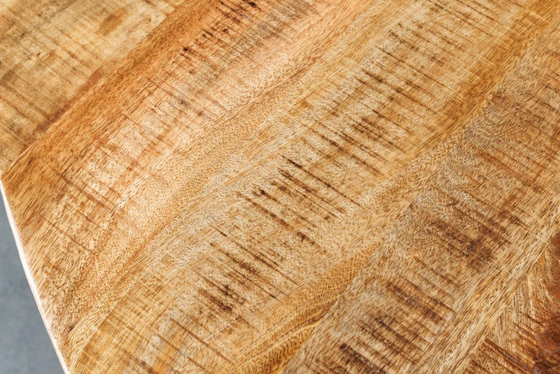 Table à manger solide IRON CRAFT 140cm ronde en manguier naturel métal design industriel