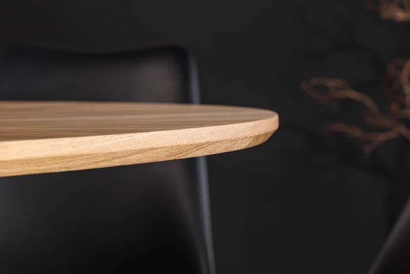 Table à manger ronde ATELIER 120cm chêne naturel pied colonne métal noir