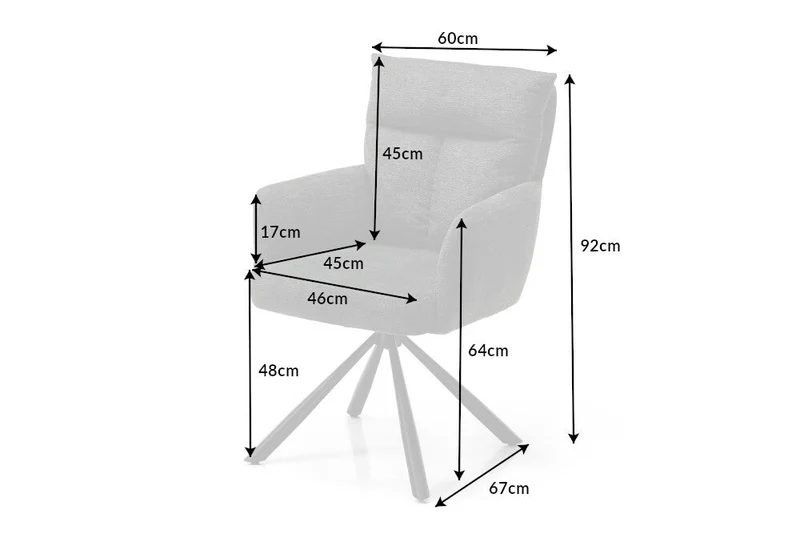 Lot de 2x chaises pivotante rétro BIG GEORGE grise avec accoudoirs et rembourrage à ressorts Bonnell